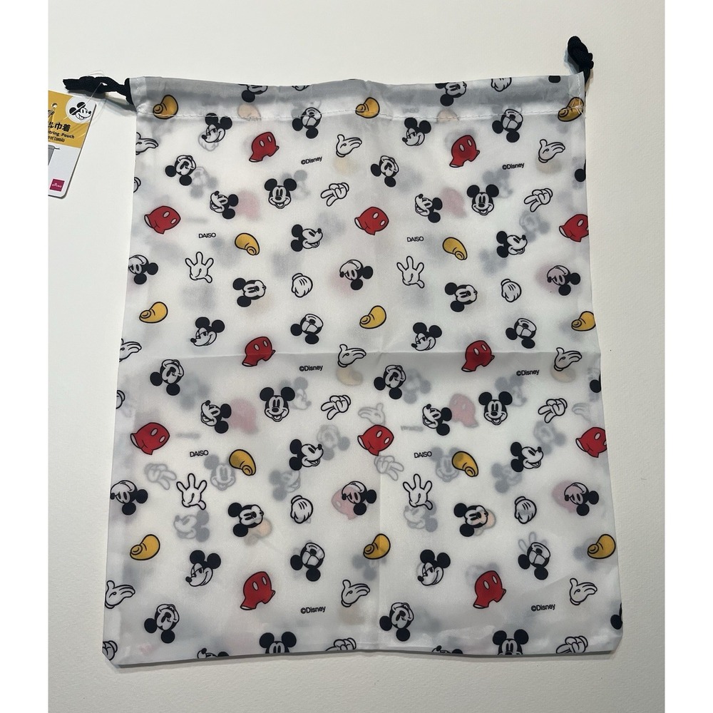 Disney Daiso Travel Drawstring Pouch Mickey Mouse